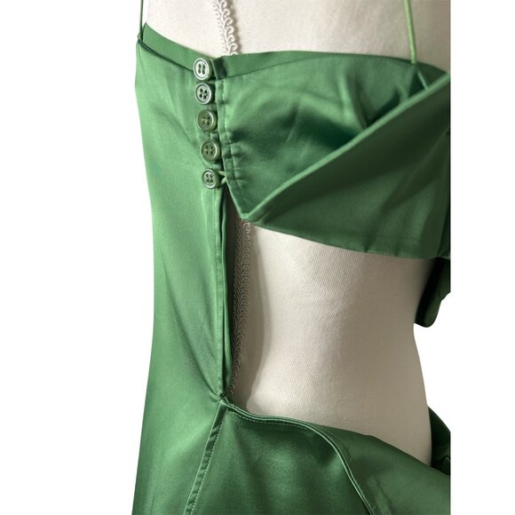JACQUEMUS La Robe Mia Dress in Green 38 New Womens Satin Cut out Back Mini - Picture 8 of 17